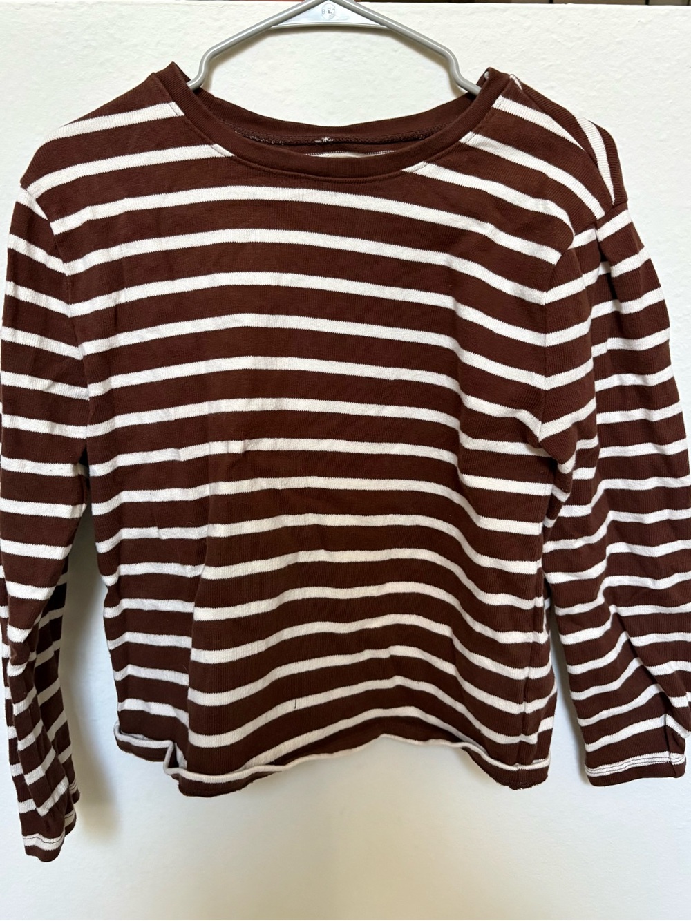 Madewell Brown & White Striped Long-Sleeve Tee